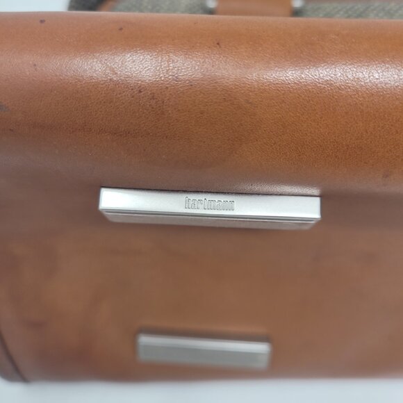 Hartmann Grey Tweed Leather Trim Shoulder Classic Business Bag 13x17x7 Briefcase - Picture 11 of 16